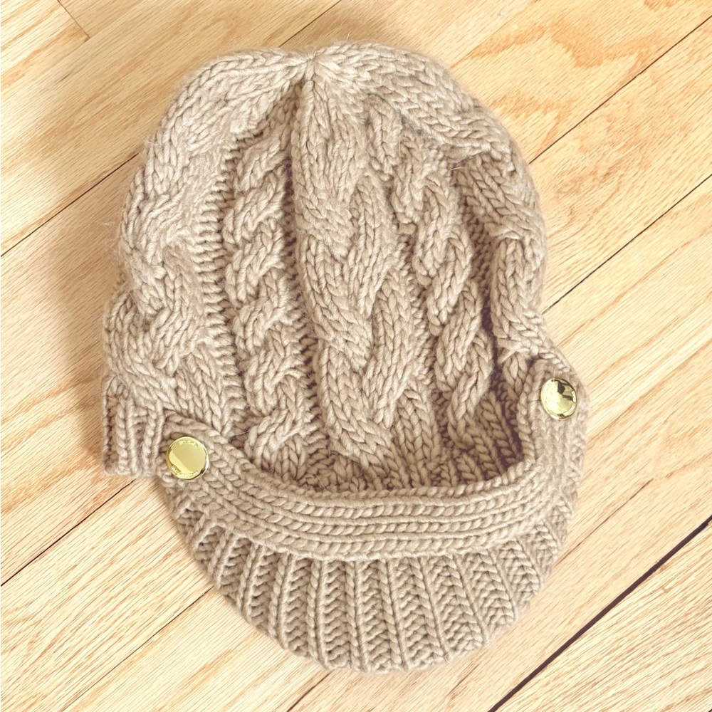 Michael Kors Cable Knit Tan Cap - Picture 2 of 4